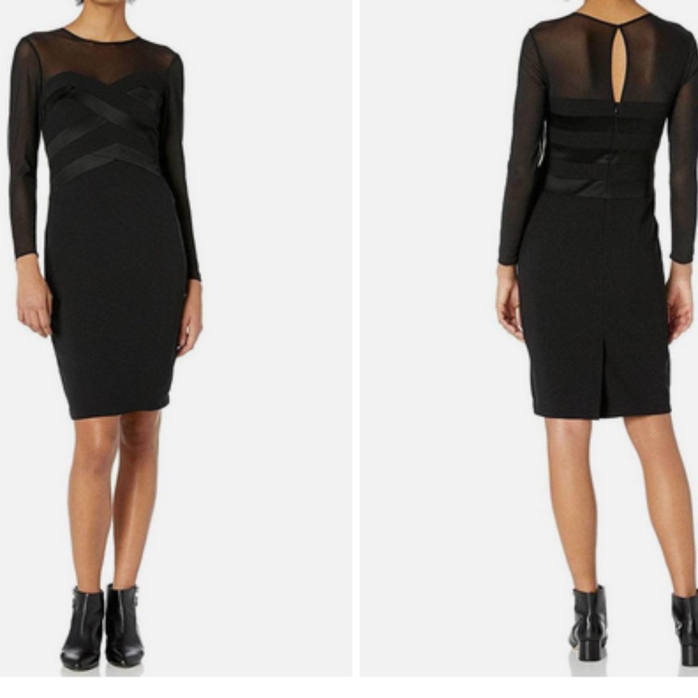 Taylor Crossed Long Sleeve Cocktail Dress NWT $228